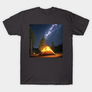 camping in the woods under a starry sky T-Shirt